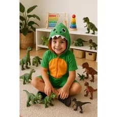 Fantasia Dinossauro Infantil Menino Luxo Curto Verde Full