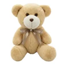 Urso de Pelúcia Articulado com Laço 15cm Sentado Decoração Quarto Infantil