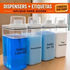 Dispenser 2,3L Pote Hermético Copo Medidor Porta Sabão Em Pó Amaciante Organizador Lavanderia