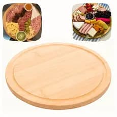 Kit 3 Bandejas De Bambu Mesa Posta Redonda Tábua de Frios Petisqueira Bandeja Servir