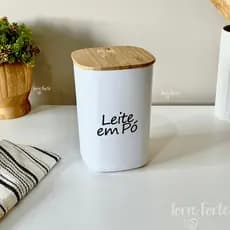 Pote Com Tampa de Bambu Cantinho do Café Pote Hermético Porta Mantimentos Alimentos 1L