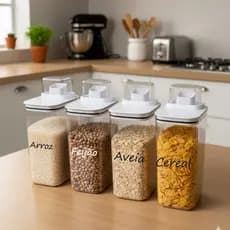 Pote Hermético Com Copo Medidor Dispenser Para Alimentos Cereais Grãos 2,3L