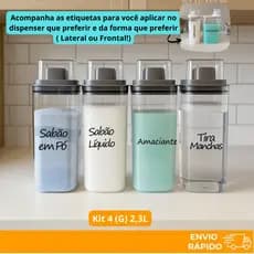 Dispenser 2,3L Organizador Lavanderia Hermético Porta Sabão Em Pó Amaciante Recarbonato