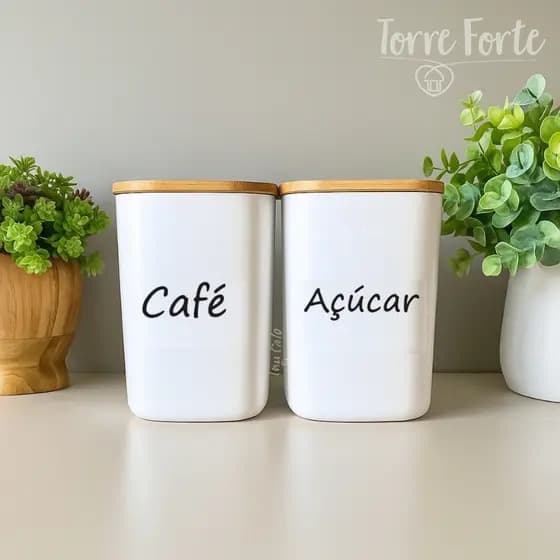 Kit Cantinho do Café 2 Potes Herméticos Pote De Café Açúcar Coffee Biscoitos Cookies