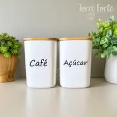Kit Cantinho do Café 2 Potes Herméticos Pote De Café Açúcar Coffee Biscoitos Cookies