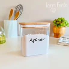 Pote Hermético Tampa De Bambu 1,5 L Porta Mantimentos Potes Para Mantimentos Acrílico Alimentos