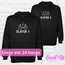 Kit Moletom Casal Player 1 e 2 Agasalho Canguru Flanelado