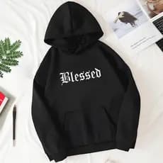 Moletom Premium Blessed Estampado Canguru Blusa de Frio Unissex Bolso e Capuz Masculino Feminino