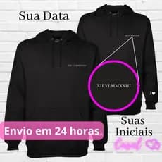 Kit Moletom Casal Data e Letra Personalizada Dia dos Namorados Presente