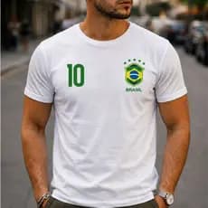 Camiseta Seleção Brasil 10 Futebol 2026 100% Algodão