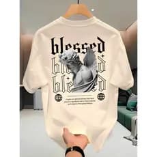 Camiseta Streetwear Angel Abençoado 100% Algodão Premium Unissex Estampada Casual
