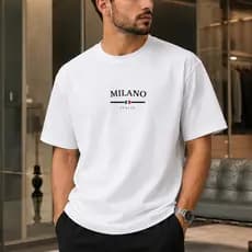 Camiseta Milano Italia Minimalista 100% Algodão Básica Unissex Manga Curta