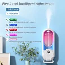 Máquina De Fragrância Doméstica Com Luz Atmosférica 5 Modos Display Digital Difusor Automático De Pulverização De Ar Humidificador De Parede Desktop Montado Na
