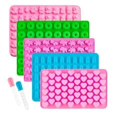 Kit com 2 Formas de Silicone Moldes Variados para Chocolate Gelatina Balas de Goma e Creatina