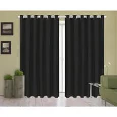 Cortina Corta Luz 2,50m X 2,20m 100% Blackout PVC Preta Para Sala Ou Quarto Para Varão Simples