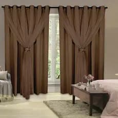 Cortina Corta Luz 4,00m X 2,40m 100% Blackout Com Voil Tabaco Para Sala Ou Quarto Para Varão Simples