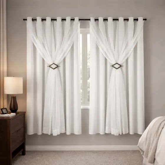 Cortina Corta Luz 2,00m X 1,60m 100% Blackout Com Voil Para Sala Ou Quarto Varão Simples