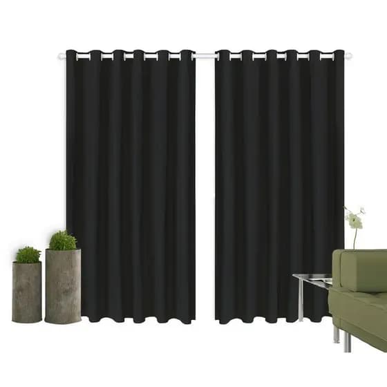 Cortina Corta Luz 2,00m X 1,80m 100% Blackout PVC Preta Para Sala Ou Quarto Para Varão Simples