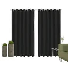 Cortina Corta Luz 2,00m X 1,80m 100% Blackout PVC Preta Para Sala Ou Quarto Para Varão Simples