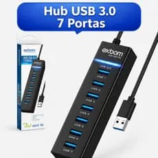 Hub USB 3.0 Exbom UH-307A 7 Portas Com LED Alta Velocidade Extensor Adaptador USB