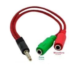 Cabo De Áudio Adaptador 01 P3 Macho Para 02 P2 Fêmea Microfone Fone Celular Notebook Tablet