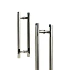 Puxador Duplo Barra Porta Vidro Madeira Inox Vita 300mm 30cm