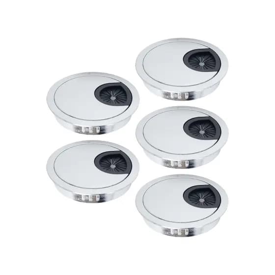 5 Peças Passa Fio Cabo 60mm Acabamento Moveis Mesa Escritório