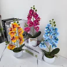 Phalaenopsis Simulação Flor Bonsai Cavalheiro Orquídea Flor de Plástico Artificial Decoração de Casa Enfeites de Casamen