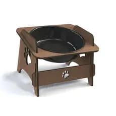 Comedouro e Bebedouro Em MDF Pet Para Cachorros e Gatos Com 1 Pote Para Ração e Água