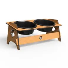 Comedouro Bebedouro Pet em MDF Elevado Para Cães e Gatos Com 2 Tigelas Várias Cores