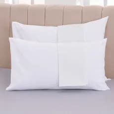 Kit 4 Peças com 2 Travesseiros Grande Queen 80x60 e 2 Fronhas Percal 100% Algodão Premium Macio
