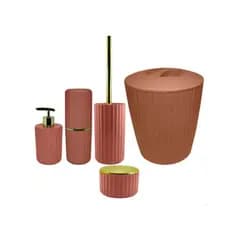 Conjunto 5 Peças Groove De Acessórios De Banheiro Lavabo Terracota