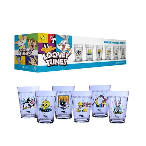 Kit 6 Copos Americanos Looney Tunes 190ML com Caixa