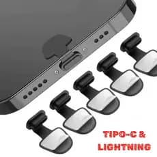 Plug Protetor Anti Poeira Tampa Silicone Portas Tipo C Lightining Celular Entrada Carregador Conectores Iphone Android