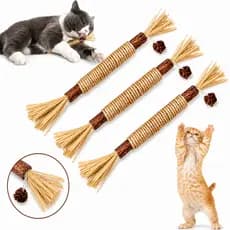 Vara Pet Catnip Brinquedo Gatos Bastão Interativo Natural Palitos Sticks Mastigáveis