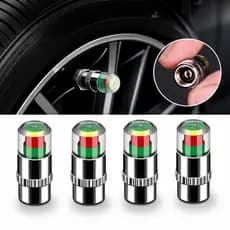 Bico de Pneu Carro Kit 4UN Tampa Válvula Cromada Indicador de Calibre Monitorar Pressão dos Pneus