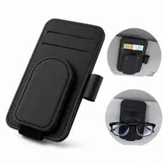 Suporte Porta Óculos Cartão Carro Quebra Sol Magnético Organizador Veicular PU Premium Universal