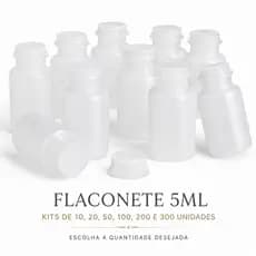 Frasco Flaconete Plástico 5ml Tampa De Pressão 300 Unidades