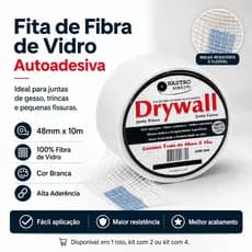 Fita Telada Fibra De Vidro Drywall Reparo Trinca Parede Gesso Massa Corrida Forte Fácil Aplicação