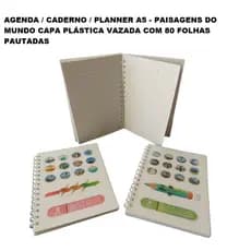 Agenda Planner Caderno Caderneta A5 Paisagens Espiral Dupla Folhas Pautadas