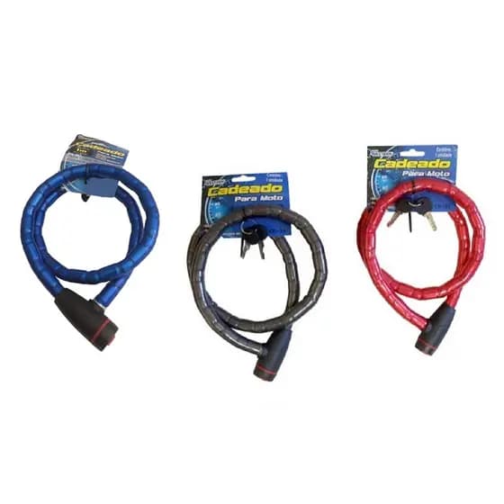 Cadeado Trava de Bicicleta Moto com 2 Chaves 1m x 18mm