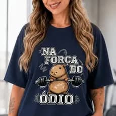 Camiseta Feminina Academia Meme Engraçada Algodão Unissex Treino Fitness Capivara Força