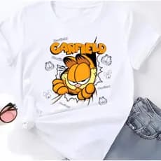 BlusaT-shirt Linda 100% Algodao Camiseta Feminina Garfild Desenho Camisa Premium
