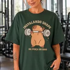 Camiseta Capivara Academia Shape 100% Algodão Streetwear Gym Tshirt Gringa Blusao Premium