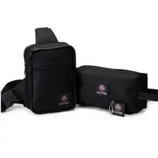 Kit 3 Itens Nype Bolsa Shoulder Bag Necessaire Preto Bolsa Feminina e Masculino