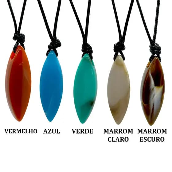 Colar Surfista Cordão Couro Prancha Surf Pingente Colorido Aloha Praiano Mar Tribal Étnico Verão