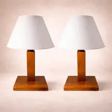 2 Abajur De Madeira Rustico Luminaria De Mesa Quarto Sala