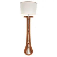 Abajur De Chão De Madeira Rustico Tripe Lindo Alto Decorativo Bivolt