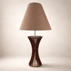 Abajur De Mesa Rustico Cônico Mdf Sala Quarto Bivolt