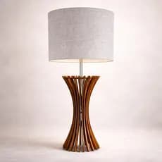 Abajur De Mesa Rustico Tecido Sala Escritorio Bivolt